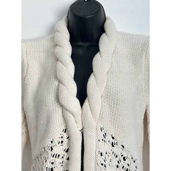 Boston proper twisted collar knitted 100% cotton open front cardigan size Small - Picture 3 of 9
